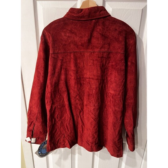 Jessica Holbrook Jacket M Shacket Suede Leather Red Washable boho festival New - Picture 10 of 11
